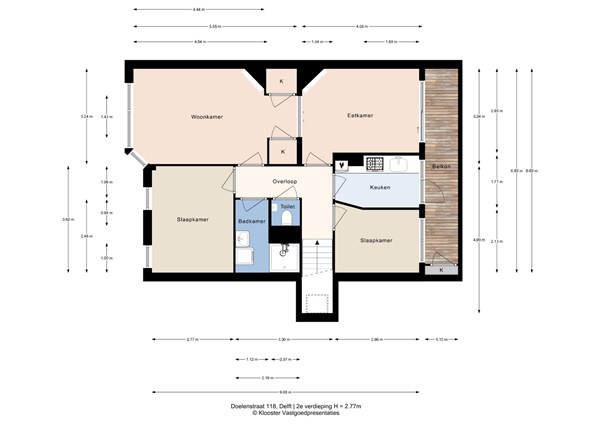 Plattegrond - Doelenstraat 118, 2611 NW Delft - 2e Verdieping.jpg